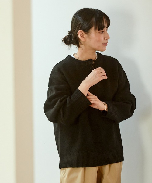 からいかれー ヘンリーネックジャガードニットプルオーバー【THE CRAFT CREW