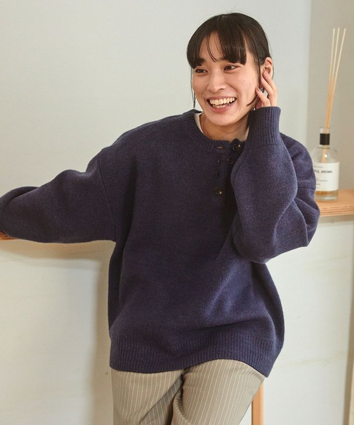 ヘンリーネックジャガードニットプルオーバー【THE CRAFT CREW