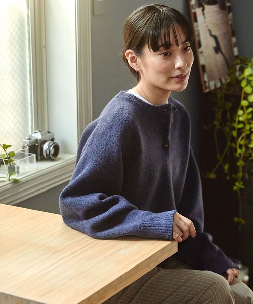 ヘンリーネックジャガードニットプルオーバー【THE CRAFT CREW