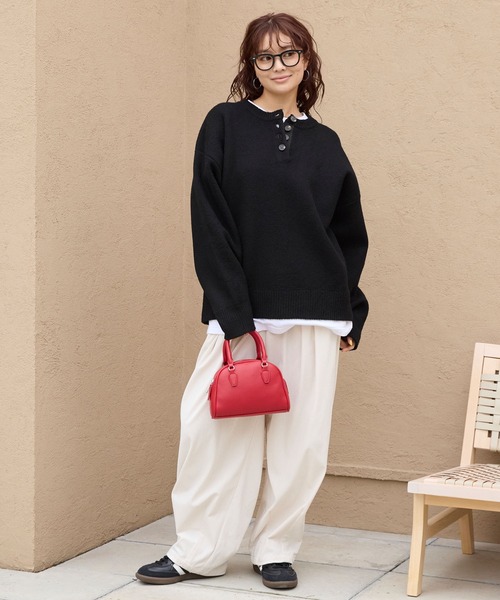 トップス CREW CRAFT ヘンリーネックジャガードニットプルオーバー【THE 8000MONCLER トップス