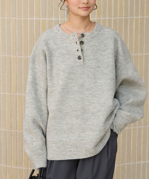 ヘンリーネックジャガードニットプルオーバー【THE CRAFT CREW