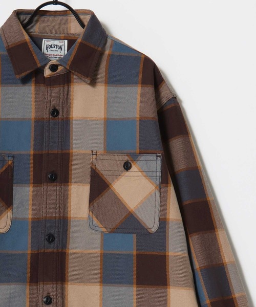 HOUSTON（ヒューストン）の「HOUSTON/ヒューストン Ombre Check Viyella Shirt/オンブレチェック ビエラシャツ/ネルシャツ/レディース メンズ（シャツ/ブラウス・メンズ・ターコイズブルー/ブラウン系その他/オリーブ/ブラウン/レッド/グリーン/レッド系その他/ネイビー/ブラック/カーキ/グレー/ブルー/ブラック系その他・L/XL/M）」の6枚目の写真