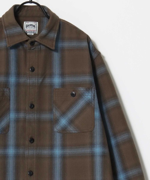 HOUSTON（ヒューストン）の「HOUSTON/ヒューストン Ombre Check Viyella Shirt/オンブレチェック ビエラシャツ/ネルシャツ/レディース メンズ（シャツ/ブラウス・メンズ・ターコイズブルー/ブラウン系その他/オリーブ/ブラウン/レッド/グリーン/レッド系その他/ネイビー/ブラック/カーキ/グレー/ブルー/ブラック系その他・L/XL/M）」の5枚目の写真