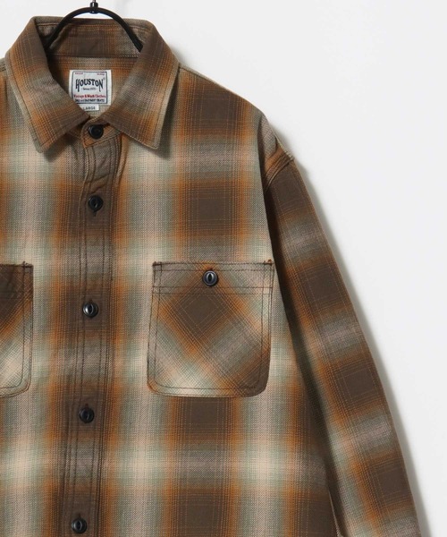 HOUSTON（ヒューストン）の「HOUSTON/ヒューストン Ombre Check Viyella Shirt/オンブレチェック ビエラシャツ/ネルシャツ/レディース メンズ（シャツ/ブラウス・メンズ・ターコイズブルー/ブラウン系その他/オリーブ/ブラウン/レッド/グリーン/レッド系その他/ネイビー/ブラック/カーキ/グレー/ブルー/ブラック系その他・L/XL/M）」の8枚目の写真