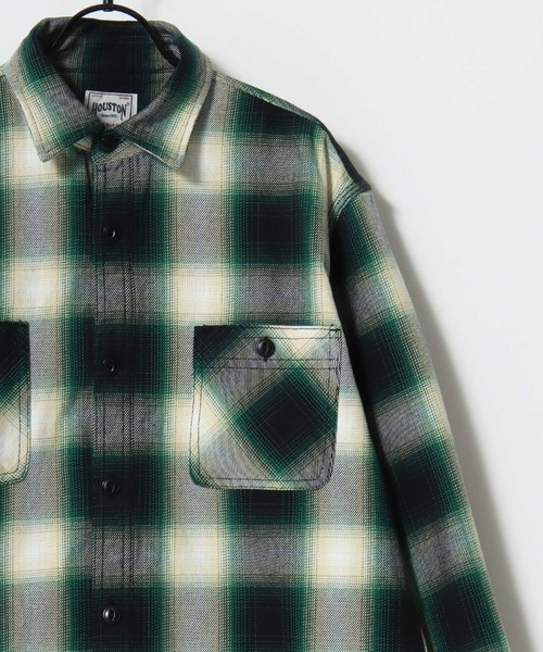 HOUSTON（ヒューストン）の「HOUSTON/ヒューストン Ombre Check Viyella Shirt/オンブレチェック ビエラシャツ/ネルシャツ/レディース メンズ（シャツ/ブラウス・メンズ・ターコイズブルー/ブラウン系その他/オリーブ/ブラウン/レッド/グリーン/レッド系その他/ネイビー/ブラック/カーキ/グレー/ブルー/ブラック系その他・L/XL/M）」の9枚目の写真