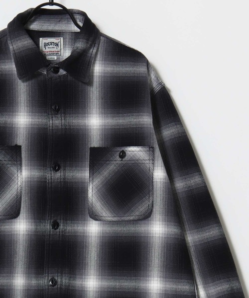 HOUSTON（ヒューストン）の「HOUSTON/ヒューストン Ombre Check Viyella Shirt/オンブレチェック ビエラシャツ/ネルシャツ/レディース メンズ（シャツ/ブラウス・メンズ・ターコイズブルー/ブラウン系その他/オリーブ/ブラウン/レッド/グリーン/レッド系その他/ネイビー/ブラック/カーキ/グレー/ブルー/ブラック系その他・L/XL/M）」の2枚目の写真