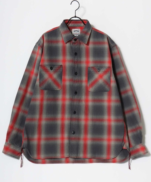 ヒューストン ヘビー ネルシャツ オンブレチェック シャドウ M 猫目ボタン HOUSTON ヒューストン ビンテージ オンブレー チェック ビエラシャツ