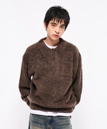 Elanque(GN)shaggy knit polo/VM[jbg|(|Vc)