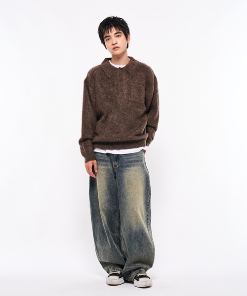 Elanque シャギーニットポロ【10月頭まで】 Elanque（エランク）の「shaggy knit polo/シャギーニットポロ