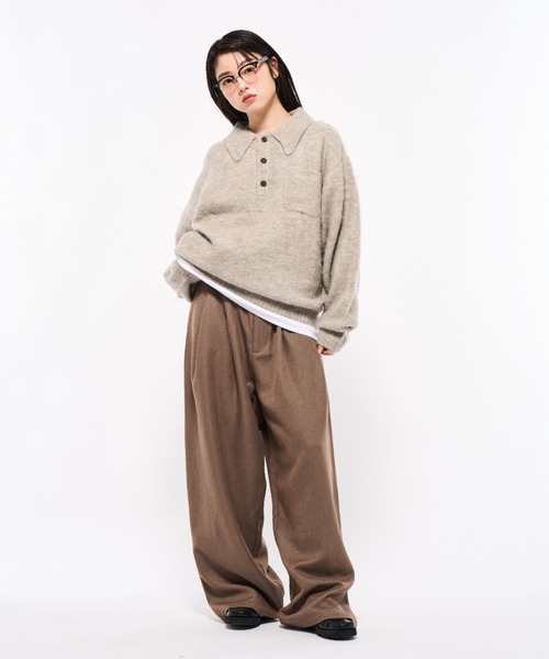 Elanque（エランク）の「shaggy knit polo/シャギーニットポロ 