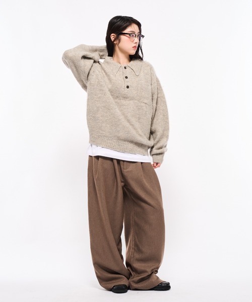 Elanque シャギーニットポロ【10月頭まで】 shaggy knit polo/シャギーニットポロ（ポロシャツ）｜Elanque