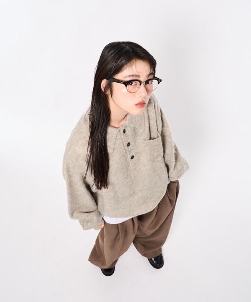 Elanque（エランク）の「shaggy knit polo/シャギーニットポロ
