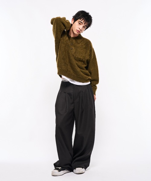 shaggy knit polo/シャギーニットポロ（ポロシャツ）｜Elanque