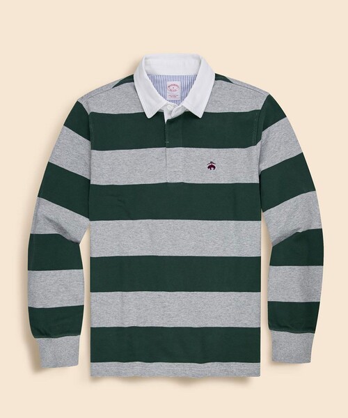 BROOKS BROTHERS（ブルックスブラザーズ）の「コットンジャージー　GFロゴ　ラグビーシャツ（ポロシャツ・メンズ・グレー/イエロー/バーガンディー・X-SMALL/X-LARGE/SMALL/MEDIUM/LARGE）」の2枚目の写真