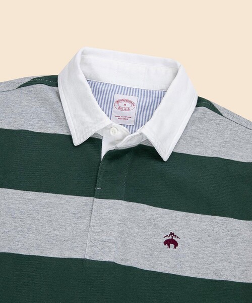 BROOKS BROTHERS（ブルックスブラザーズ）の「コットンジャージー　GFロゴ　ラグビーシャツ（ポロシャツ・メンズ・グレー/イエロー/バーガンディー・X-SMALL/X-LARGE/SMALL/MEDIUM/LARGE）」の4枚目の写真