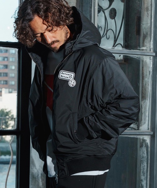 seventy seven(セブンティセブン)の「mj11122-padding hoodie rib JKT 中綿ジャケット(7725W050)(その他アウター・メンズ・ブラック/カーキ・L/M/S/XL)」の1枚目の写真
