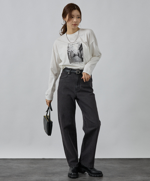 abahouse mavie（アバハウスマヴィ）の「フォトロンT（Tシャツ/カットソー・レディース・ホワイト系その他/チャコールグレー・フリー）」の3枚目の写真