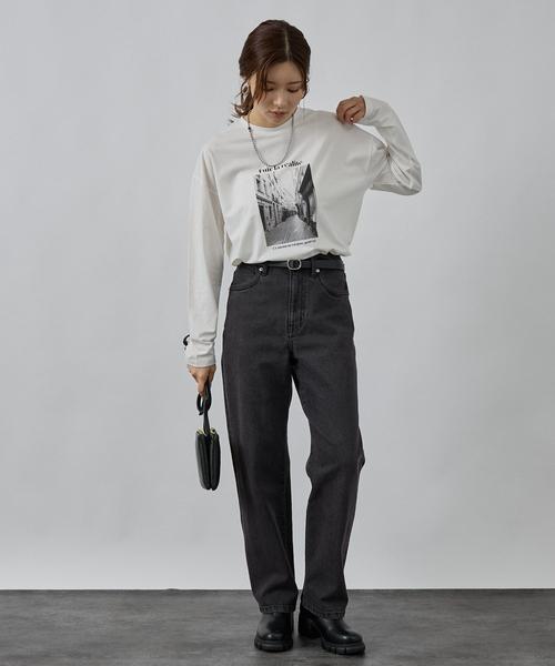 abahouse mavie（アバハウスマヴィ）の「フォトロンT（Tシャツ/カットソー・レディース・ホワイト系その他/チャコールグレー・フリー）」の4枚目の写真