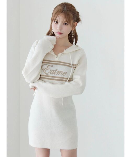 セール】フーディーロゴニットワンピース（ワンピース）｜EATME