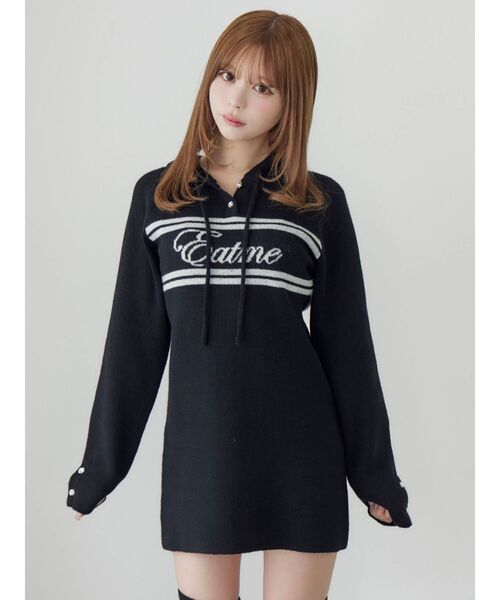 EATME フーディーロゴニットワンピース セール】フーディーロゴニットワンピース（ワンピース）｜EATME