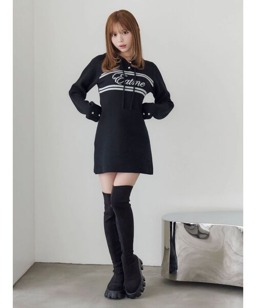 セール】フーディーロゴニットワンピース（ワンピース）｜EATME