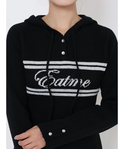EATME（イートミー）の「フーディーロゴニットワンピース（ワンピース・レディース・ブラック/オフホワイト・FREE）」の19枚目の写真