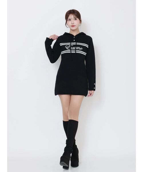 EATME（イートミー）の「フーディーロゴニットワンピース（ワンピース・レディース・ブラック/オフホワイト・FREE）」の21枚目の写真