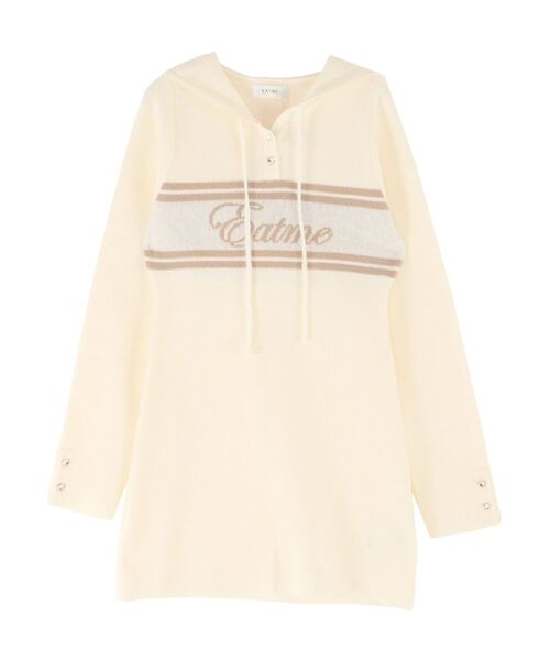 EATME（イートミー）の「フーディーロゴニットワンピース（ワンピース・レディース・ブラック/オフホワイト・FREE）」の11枚目の写真