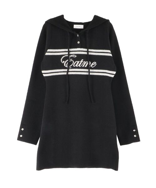 EATME（イートミー）の「フーディーロゴニットワンピース（ワンピース・レディース・ブラック/オフホワイト・FREE）」の12枚目の写真