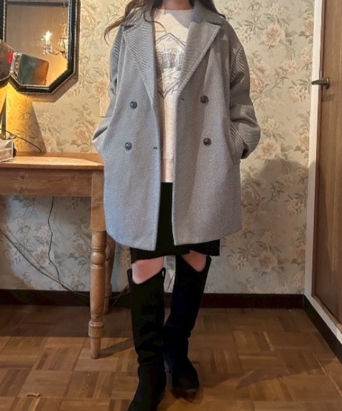 Unitage（ユニテージ）の「カレッジロゴ裏起毛スウェット（スウェット・レディース・ブラウン/ライトグレー/レッド・FREE）」の8枚目の写真