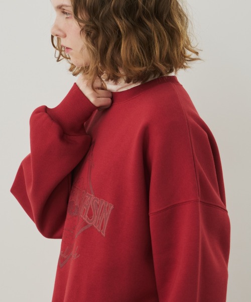 Unitage（ユニテージ）の「カレッジロゴ裏起毛スウェット（スウェット・レディース・ブラウン/ライトグレー/レッド・FREE）」の21枚目の写真