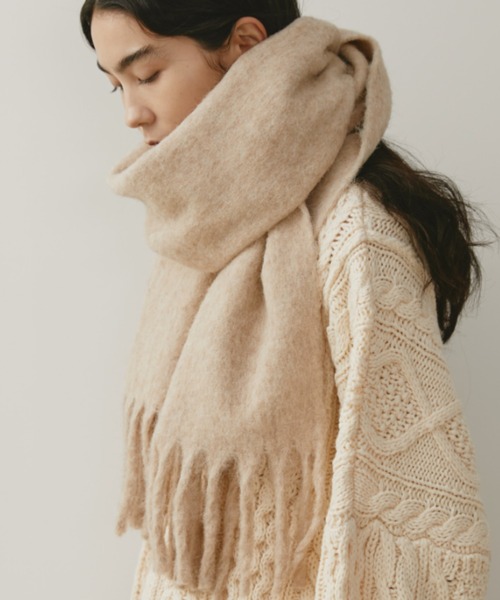 Libra Cue（リブラ キュー）の「ベーシックストール（ストール/ショール・レディース・ベージュ/アイボリー/ブラック・FREE）」の10枚目の写真