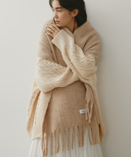 Libra Cue（リブラ キュー）の「ベーシックストール（ストール/ショール・レディース・ベージュ/アイボリー/ブラック・FREE）」の12枚目の写真