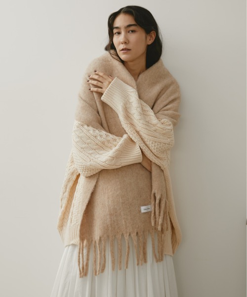 Libra Cue（リブラ キュー）の「ベーシックストール（ストール/ショール・レディース・ベージュ/アイボリー/ブラック・FREE）」の13枚目の写真