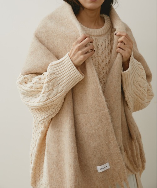 Libra Cue（リブラ キュー）の「ベーシックストール（ストール/ショール・レディース・ベージュ/アイボリー/ブラック・FREE）」の15枚目の写真