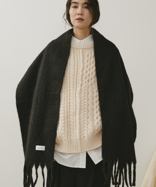 Libra Cue（リブラ キュー）の「ベーシックストール（ストール/ショール・レディース・ベージュ/アイボリー/ブラック・FREE）」の7枚目の写真