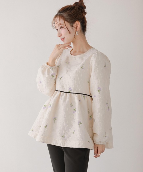 セール】フラワージャガードペプラムトップス（その他トップス）｜Fit