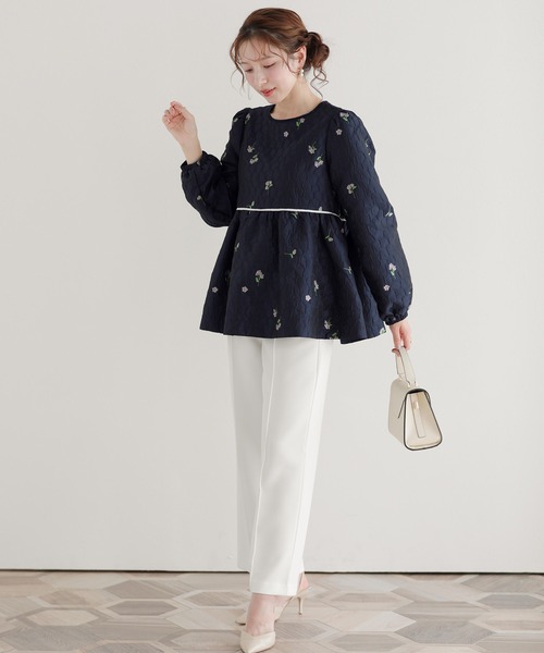 fitmore♡フラワージャガードペプラムトップス セール】フラワージャガードペプラムトップス（その他トップス）｜Fit