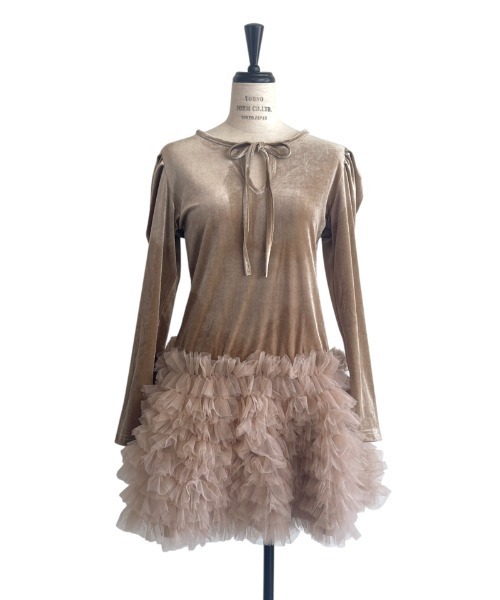 velour ribbon tulle mini one-piece（ワンピース）｜HONEY MI HONEY