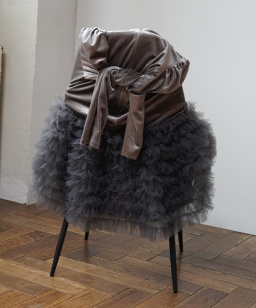 velour ribbon tulle mini one-piece（ワンピース）｜HONEY MI HONEY