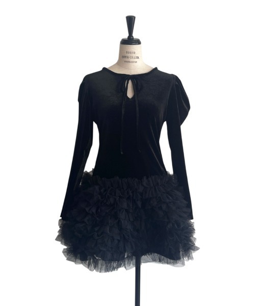 velour ribbon tulle mini one-piece（ワンピース）｜HONEY MI HONEY