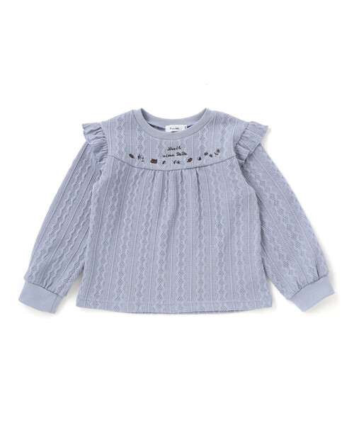 Noeil aime BeBe(ノイユエイムベベ)の「【お揃い】ケーブルJQ袖フリル付きトレーナー(スウェット・キッズ・ピンク/ブルー・130cm/120cm/90cm/100cm/110cm)」の15枚目の写真