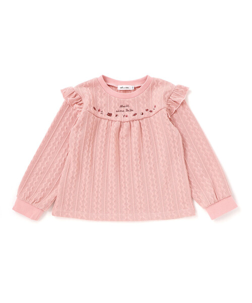 Noeil aime BeBe(ノイユエイムベベ)の「【お揃い】ケーブルJQ袖フリル付きトレーナー(スウェット・キッズ・ピンク/ブルー・130cm/120cm/90cm/100cm/110cm)」の9枚目の写真