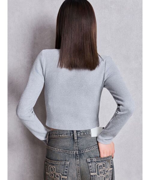 GYDA(ジェイダ)の「GDロゴラインストーンテレコトップス(Tシャツ/カットソー・レディース・ブラック/グレー/オフホワイト・FREE)」の6枚目の写真