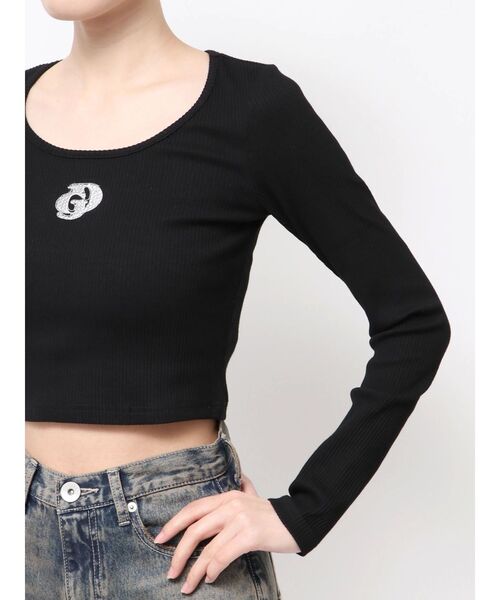 GYDA(ジェイダ)の「GDロゴラインストーンテレコトップス(Tシャツ/カットソー・レディース・ブラック/グレー/オフホワイト・FREE)」の16枚目の写真