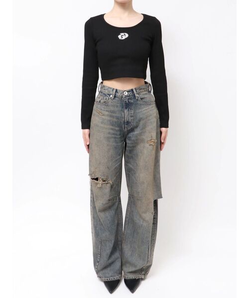 GYDA(ジェイダ)の「GDロゴラインストーンテレコトップス(Tシャツ/カットソー・レディース・ブラック/グレー/オフホワイト・FREE)」の19枚目の写真