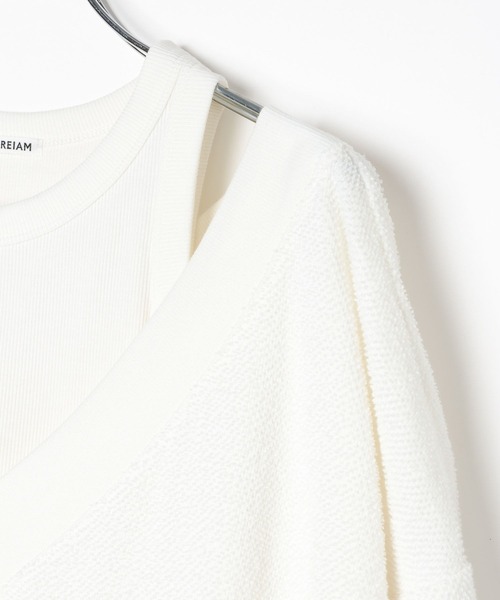 HEREIAM（ヘレイアム）の「【HEREIAM】タンクがセットでお得/オフショルレイヤードプルオーバー（Tシャツ/カットソー・レディース・ブラック/オフホワイト/杢グレー・FREE）」の10枚目の写真