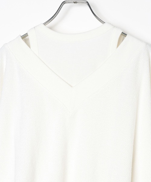 HEREIAM（ヘレイアム）の「【HEREIAM】タンクがセットでお得/オフショルレイヤードプルオーバー（Tシャツ/カットソー・レディース・ブラック/オフホワイト/杢グレー・FREE）」の13枚目の写真