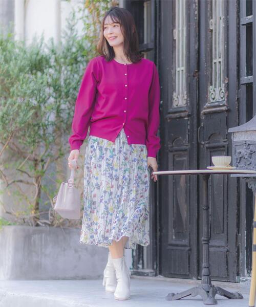 ITS'DEMO（イッツデモ）の「【縮みに強い／洗濯機OK】クルーニットカーディガン（カーディガン/ボレロ・レディース・オフホワイト/ブラック/ライトベージュ/ピンク系その他/サックスブルー・38/40）」の7枚目の写真