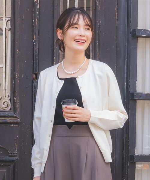 ITS'DEMO（イッツデモ）の「【縮みに強い／洗濯機OK】クルーニットカーディガン（カーディガン/ボレロ・レディース・オフホワイト/ブラック/ライトベージュ/ピンク系その他/サックスブルー・38/40）」の11枚目の写真